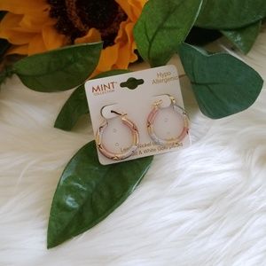 Mint Collection 14K Gold& White Gold Plated Hoop